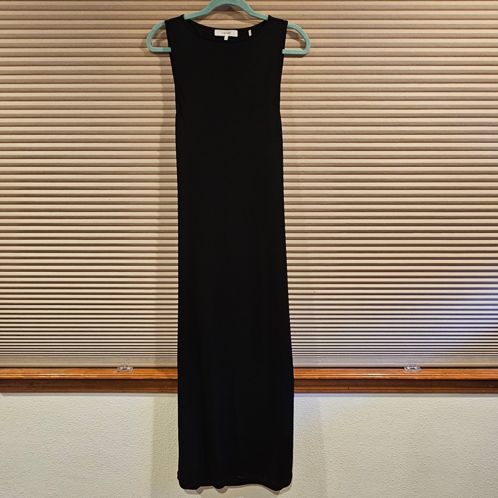FRAME Drape Sleeveless Cutout Maxi Dress Black Open Back Womens Size M